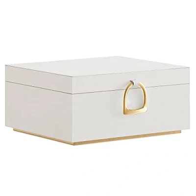 Imagen de SONGMICS Joyero 2 Capas, con Asa, Bandeja Flexible para Joyas, Caja Efecto Flotante, 20,5 x 24 11 cm, Idea Regalo, Blanco JBC165W01