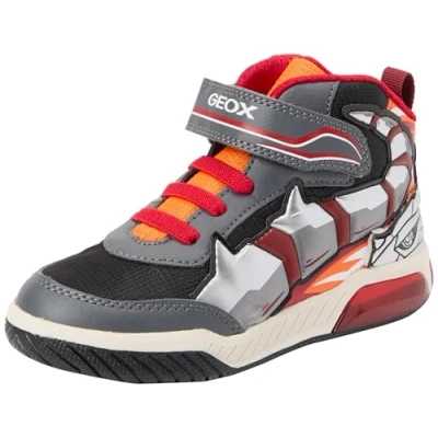 Imagen de Geox INEK BOY Light UP Zapatillas altas para niños, Talla: 31, Dark grey/orange Zapatos