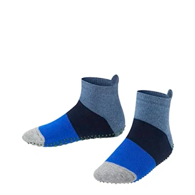Imagen de FALKE Colour Block K HP algodón puños en la suela 1 par, Calcetines para casa Unisex niños, Azul (Denim 6666), 19 22