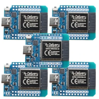 Imagen de AZDelivery 5X ESP32 D1 Mini NodeMCU WiFi Módulo ESP 32 Bluetooth Internet Desarrollo Board con conector USB C compatible Arduino y Wemos incluye libro electrónico