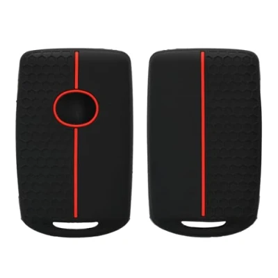 Imagen de kwmobile Carcasa Compatible con Llavero de Mazda 3 Botones CX30 CX50 CX60 CX90 MX 30 Funda para Mando Coche Silicona Negro/Rojo