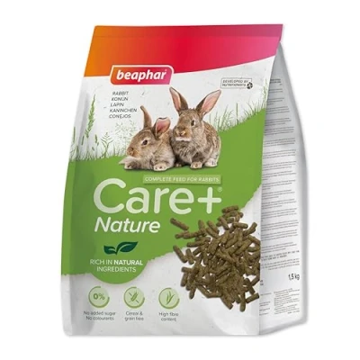 Imagen de Beaphar Care+® Nature Conejo Alimento Natural para Conejos sin Cereales, Rico en Fibra y heno Timothy pellets Todo uno 1,5 kg