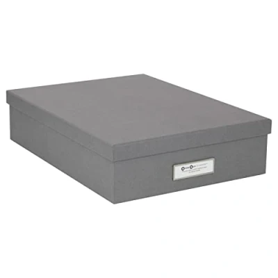 Imagen de STORE.IT Bigso Box of Sweden Organizador de documentos para folios A4, folletos, etc. Caja almacenaje con tapa y etiqueta escritorio tablero fibras papel gris