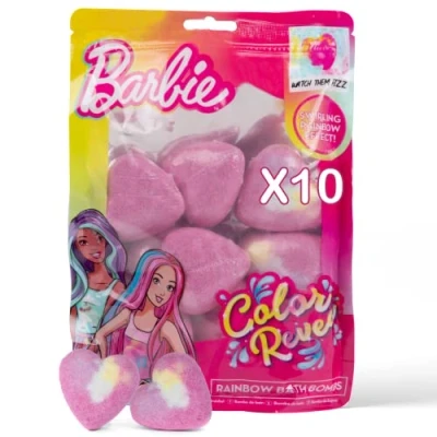 Imagen de Barbie Bombas de Baño para Niñas, Set Espuma con Forma Corazon, Bolas Originales