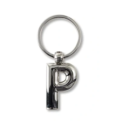 Imagen de IF Llavero de metal personalizable con letras del alfabeto P, 7 cm, color plateado, Silver, Clásico