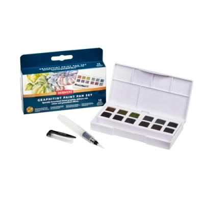 Imagen de Derwent 2306242 Set de Pastillas Pintura Graphitint Derwent, 12 Unidades, Tamaño Media Cubeta, Solubles en Agua, Para Pintar Paisajes, Calidad Profesional, Viaje