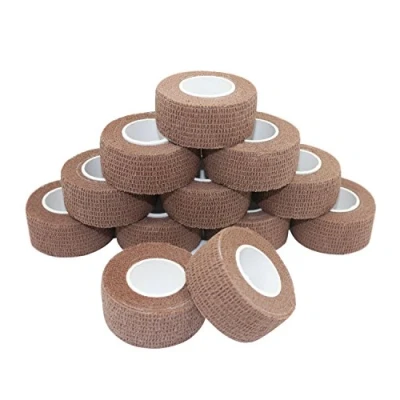 Imagen de COMOmed Cohesive Vendas elásticas para veterinarios, color marrón, 2,5 cm x 4,5 m, 12 rollos de tobillos, no tejidos, certificado por la FDA