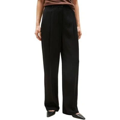 Imagen de Tommy Hilfiger Pantalón de Tela Mujer Twill Straight Pants Relaxed Fit, Negro (Black), 38