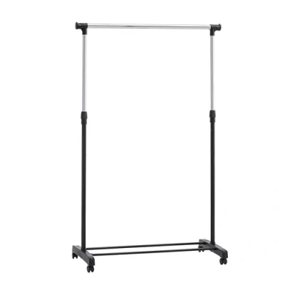 Imagen de Amazon Basics Perchero de barra con ruedas, cromado, (91.5 145) x 42 (134 161) cm (L W H)
