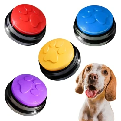 Imagen de Zenova Pets botones de pata perro que hablan entrenamiento para perros juego iniciación mascotas botón conversación grabable accesorios paquetede4