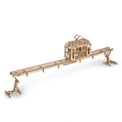 Imagen de Ugears Tranvía con rieles Mecánico 3D Rompecabezas de Madera Kit Construcción Sin Pegamento