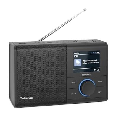 Imagen de TechniSat DIGITRADIO 217 Radio Digital Dab+ Compacto y portátil (FM, Pantalla a Color, Bluetooth, presintonías, Funciona con Red o Pilas, Doble Alarma, Memoria de Favoritos) Negro