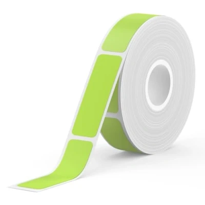Imagen de SUPVAN E10 Etiquetas Autoadhesivas, térmicas para el hogar, la oficina y escuela, compatibles con las etiquetadoras E10/E16，12 mm*40 mm, 170 Unidades/Rollo (Verde)