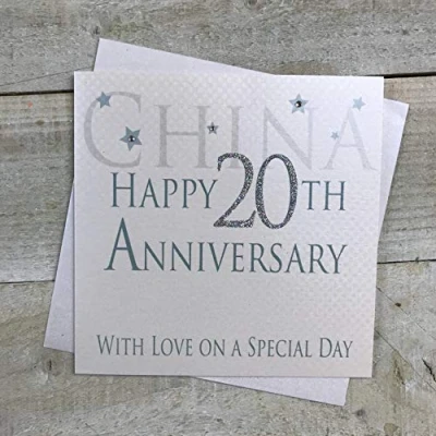 Imagen de WHITE COTTON CARDS &quot;China Happy 20th Aniversario con Amor en un día Especial Tarjeta de Hecho a Mano