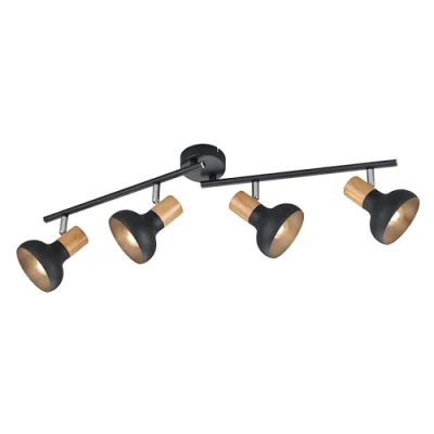Imagen de Reality Leuchten RL Spot Bar Latika R81522032, Metal Black mate, madera sintética o artificial, excl. 2x E14