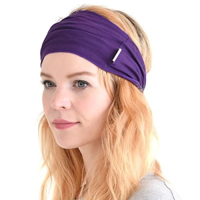 Imagen de CHARM Hombre Elástico Bandana Cinta para El Pelo Venda Japonés Largo Cabello Rastas Cabeza Envolver Púrpura