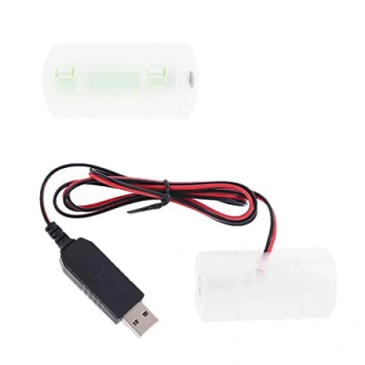 Imagen de DALIN Eliminador de batería D 2 m, alimentado por USB, puede reemplazar 1 a 4 baterías LR20 1,5 V