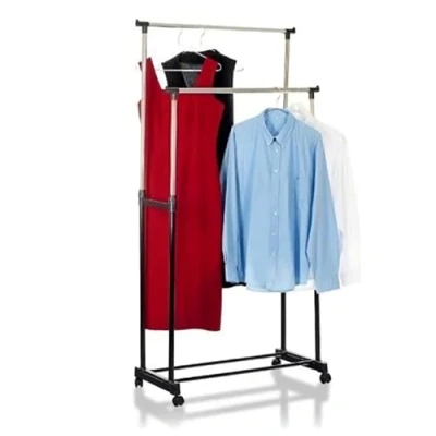 Imagen de fatigati casa Perchero Stander Colgador Ropa doble extensible ajustable multifunción con ruedas de pie para habitación tiendas