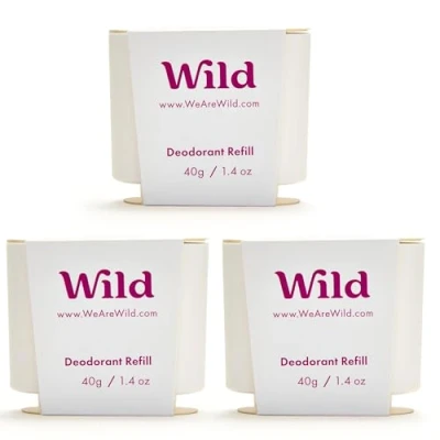 Imagen de Wild Desodorante Natural Recargable Sin Aluminio Pack de tres recargas Coconut &amp; Vanilla Vegano Protección larga duración 100% naturales 3 40g