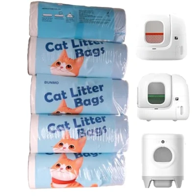 Imagen de BUNMO bolsas para excrementos gatos, arena pura Max, Max 2 y X, 5 rollos x 20 (100 unidades), 55 * 30 cm