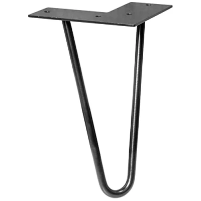 Imagen de Wagner Pata de Mueble/Pata Mesa Hairpin Leg Estilo Retro Acero Recubierto Polvo, Negro, 12 x 20 cm, cónica/Inclinada, Placa atornillada integrada 12822001