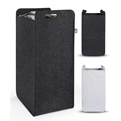 Imagen de Hennez Cesta Ropa Sucia de Fieltro 70 Litros Cubo Plegable Estrecho Cesto Grande en Cestos para Grandes Colada