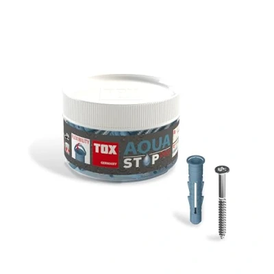 Imagen de TOX Aqua Stop Pro, Anclaje Universal de estanqueidad 6/38 para Fijaciones en Paredes y Suelos alicatados, plástico Especial HDPE, con Tornillo 4x50 mm, 014271011