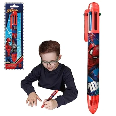 Imagen de SRV Hub Bolígrafo de colores Spiderman para niños, 6 bolígrafos regalo suministros fiesta, premios regalos fiesta cumpleaños niños a partir 3