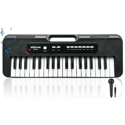 Imagen de Niños Piano Teclado, 37 Teclas para Musical con Micrófono Portátil Aprendizaje Educativo Navidad Cumpleaños Regalo Juguetes 3 4 5 6 7 8 Años Niñas Principiantes (Negro)