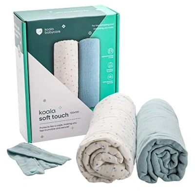 Imagen de KOALA BABYCARE Muselinas Bebe Algodon 120x120 Paquete con 2 Unidades Grandes de algodón y como arrullo para recién Nacidos bebés