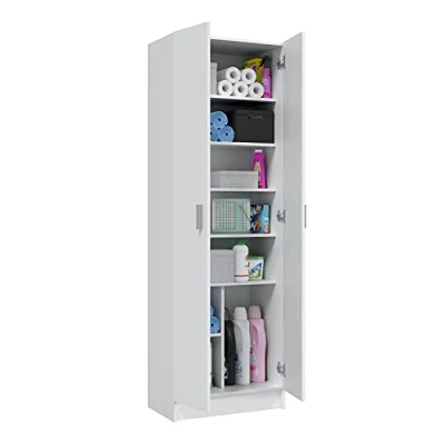 Imagen de Habitdesign Armario Zapatero Multiusos, Auxiliar, Acabado en Color Blanco Mate, Medidas: 59 cm (Ancho) x 180 (Alto) 37 (Fondo)