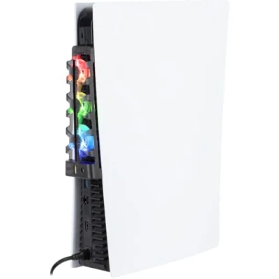 Imagen de Konix Ventilador de refrigeración para consola PS5 21 x 68 40 cm 3 velocidades Iluminación LED RGB Puerto USB 3.0 Negro