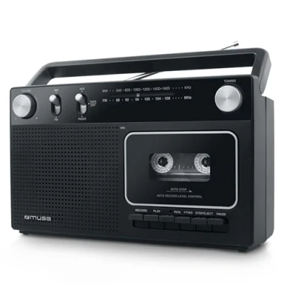 Imagen de Muse M 152 RC Retro Grabador de Casetes con Función Grabación (Radio FM y Am, Entrada Aux, Antena Telescópica), Color Negro
