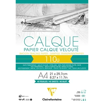 Imagen de Clairefontaine bloc de papel calco A4 40SH 110 G, transparente