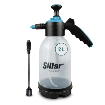 Imagen de Sillar Pulverizador a presión de 2L con Lanza ergonómica jardín para el Cuidado Plantas, Control Malas Hierbas, árboles frutales, Fertilizantes y Productos fitosanitarios