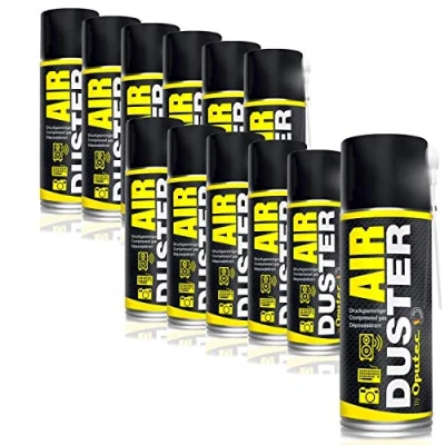Imagen de 12 x 400ml Oputec Air Duster Aire comprimido para la Limpieza con extensión fácil del teclado, PC, ordenador, teléfono, cámara, impresora, Xbox, Playstation
