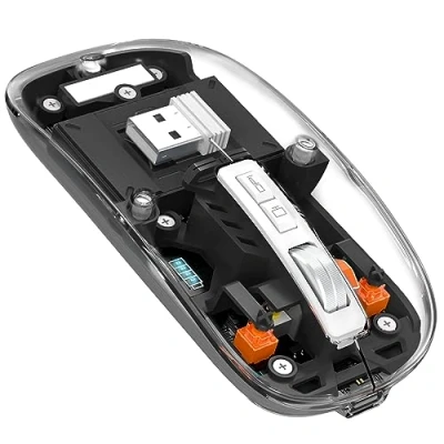 Imagen de MAGIC REFINER Ratón Inalambrico Recargable, 2,4G+Bluetooth 5.0 Silencioso y ErgonóMico RatóN, 2400 dpi Gaming Ultra Delgado con Receptor USB Nivel de Batería Visible para Portatil/PC/Mac Negro