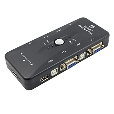 Imagen de Jikoiuty para cuatro 4 puertos USB 2.0 KVM Switch Box + Cable Teclado Monitor VGA SVGA PC Portátil
