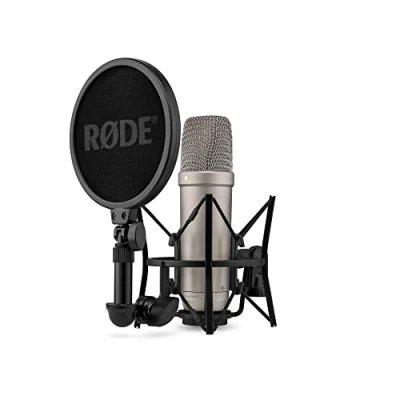 Imagen de RØDE NT1 5a generación el micrófono con Condensador y Gran diafragma, Salidas XLR USB, Soporte antivibraciones Filtro antipop para grabación Vocal, producción Musical de podcasts (Plateado)