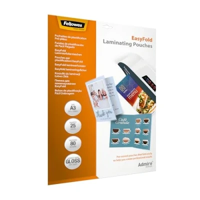 Imagen de Fellowes Admire easymove Funda de plastificar A3 80 Micron EasyFold Laminating Pouch (Pack of 25)