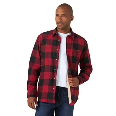 Imagen de Wrangler Authentics Long Sleeve Sherpa Lined Shirt Jacket Camisa, búfalo Rojo, XL Hombres