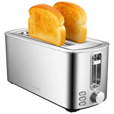 Imagen de My Wave Tostador Doble Ranura Para Todo Tipo de Pan y Bollería Potencia 1400W Temperatura Regulable Funciones Incluidas Recalentar, Descongelar Detener Fabricado en Metal