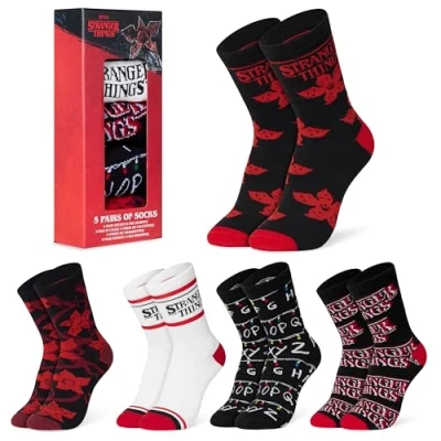 Imagen de Stranger Things Calcetines Mujer Pack de 5 Talla 35 41, Tobilleros Regalos Navidad para