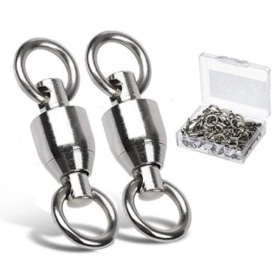 Imagen de 9Tong Giratorios Conectores Emerillones Imperdibles de Pesca Rolling Swivels Alta Resistencia Rodamiento Bolas Giratorio con Sólido Anillos 25pcs 55lbs