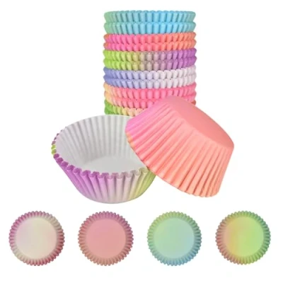 Imagen de 300 Piezas Serie Arco Iris Moldes Magdalenas,Moldes magdalenas Papel, Reposteria 7 cm，papel horno，moldes papel magdalenas，capsulas