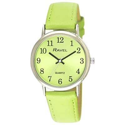 Imagen de Ravel Reloj Brighter Days Redondo para Mujer en Tono Plata Cuarzo Analógico R0140.11.1 Verde Lima Brillante