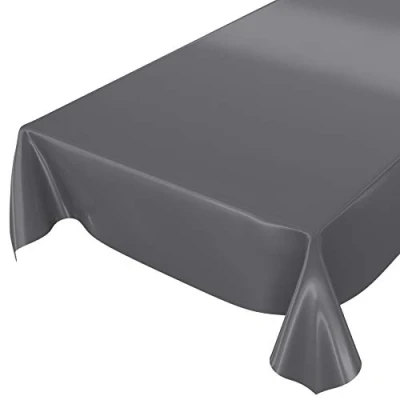 Imagen de Anro Mantel de hule lavable color liso brillante, toalla, antracita, Schnittkante 100 x 140cm