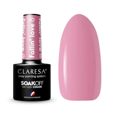 Imagen de Claresa Esmalte de uñas UV LED Collection Hybrid Manicura Soak Off Nail Polish Color Rosa, nº 8, Fallin Love, 5 ml