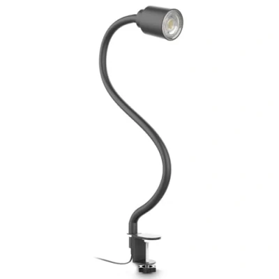 Imagen de B.K.Licht Lámpara de pinza LED escritorio con bombilla 5W GU10 cuello cisne negro 54,5 cm