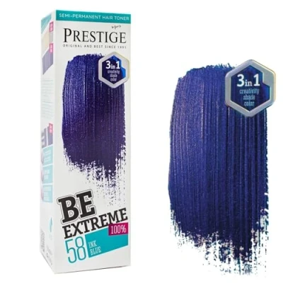 Imagen de Vip&#039;s Prestige Be Extreme Tóner Semipermanente para el cabello Color 58 Tinta Azul Pigmento Puro Da a Cabellos Decolorados o Canosos Sin Amoniaco, Parabenos y PPD